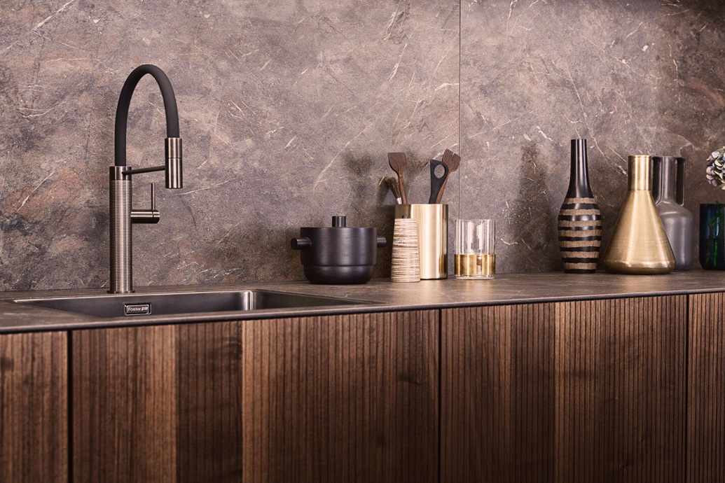 Leicht keukens Bossa Madero aanrechtblad