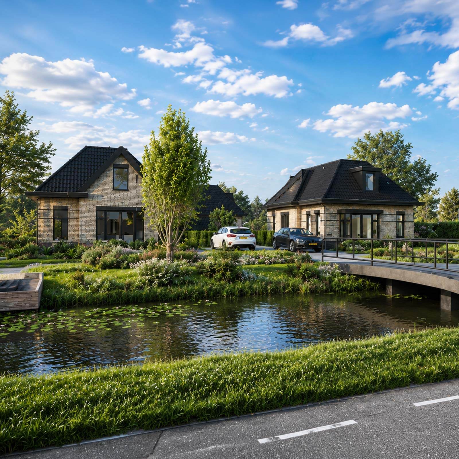 Parque Rodenrijsch straatbeeld vooraanzicht aan water