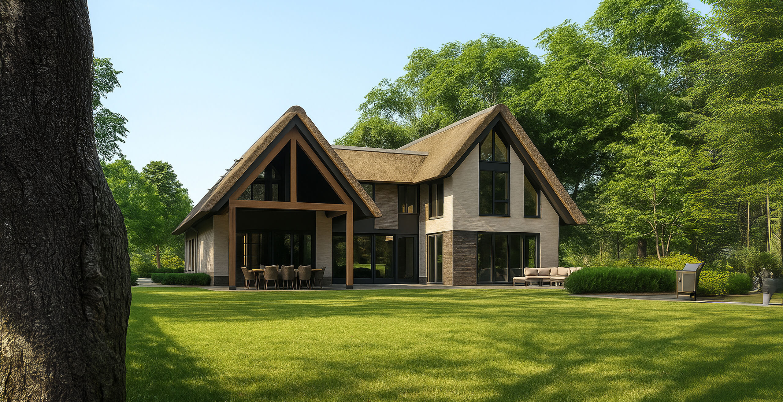 Render van Open huis villa in zwaanshoek