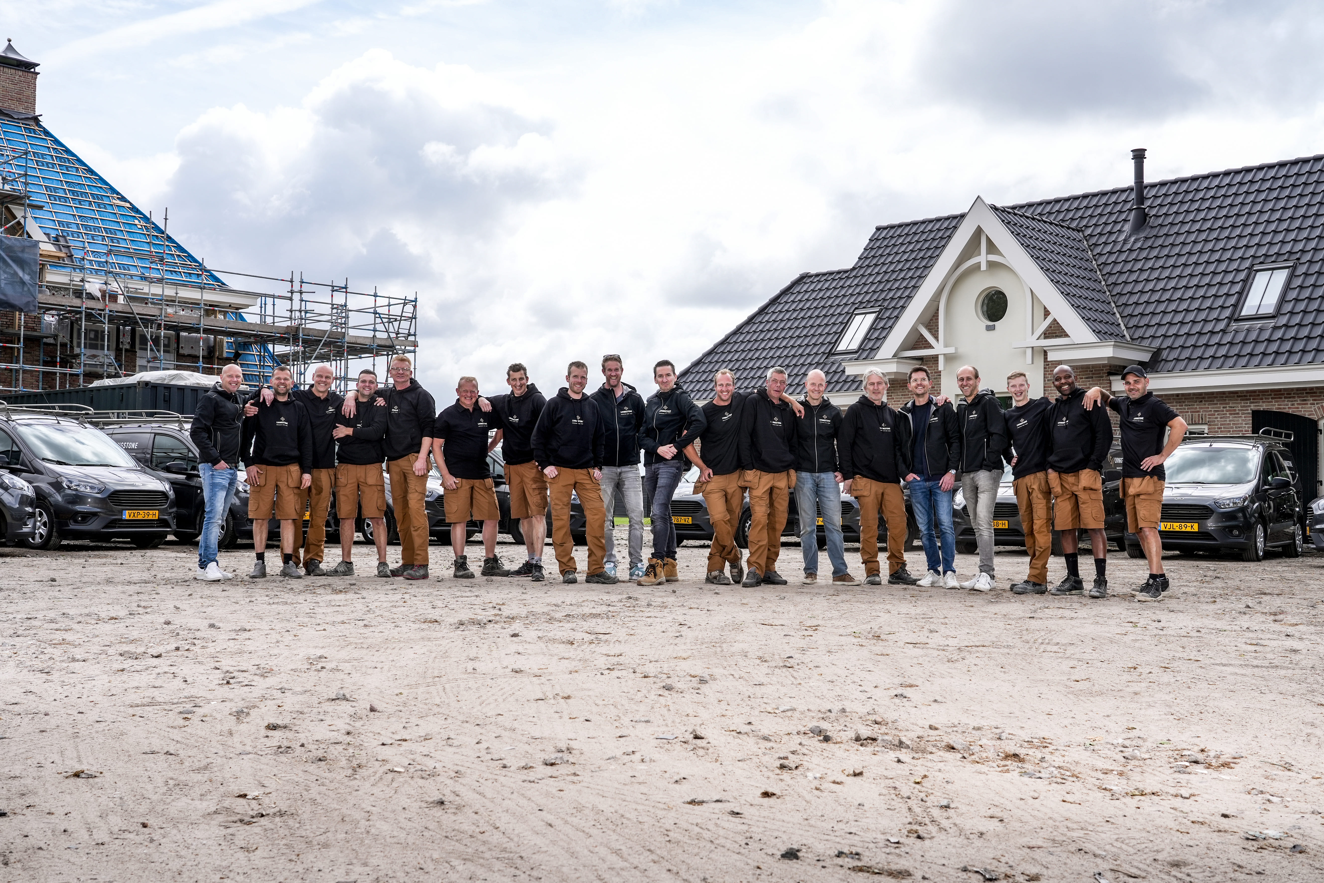 Groepsfoto van het livingstone bouwteam