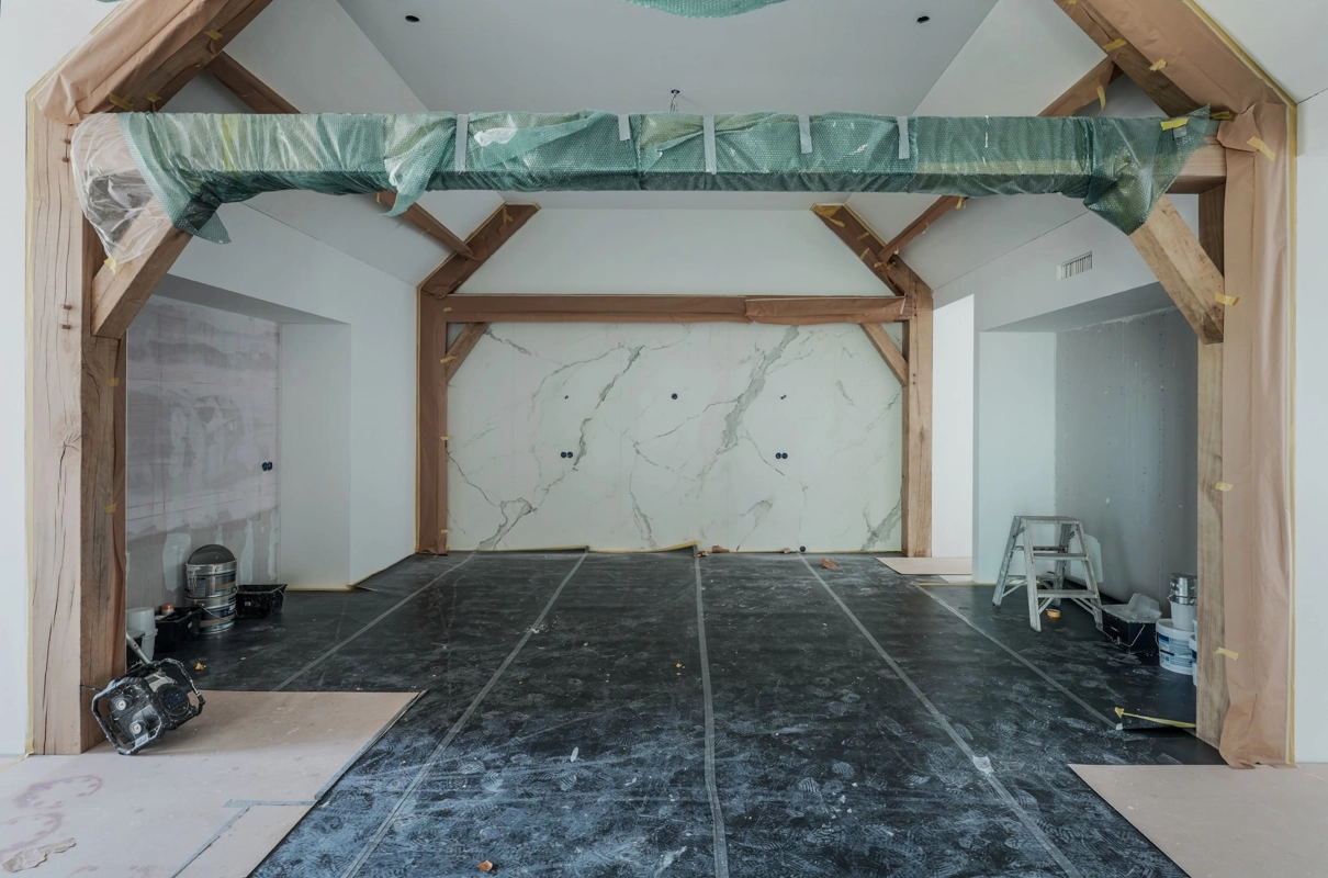 Interieur van woning tijdens verbouwing