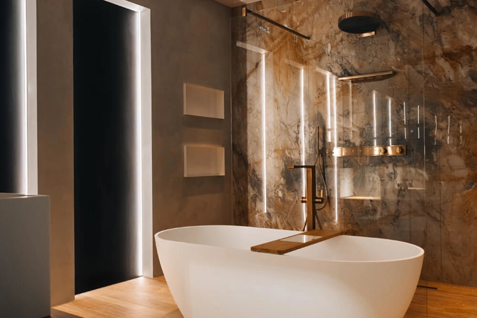 Luxe maatwerk badkamer in Villa Experience Center Livingstone