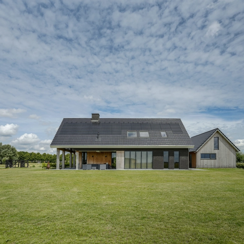Achtergevel van een schuurwoning