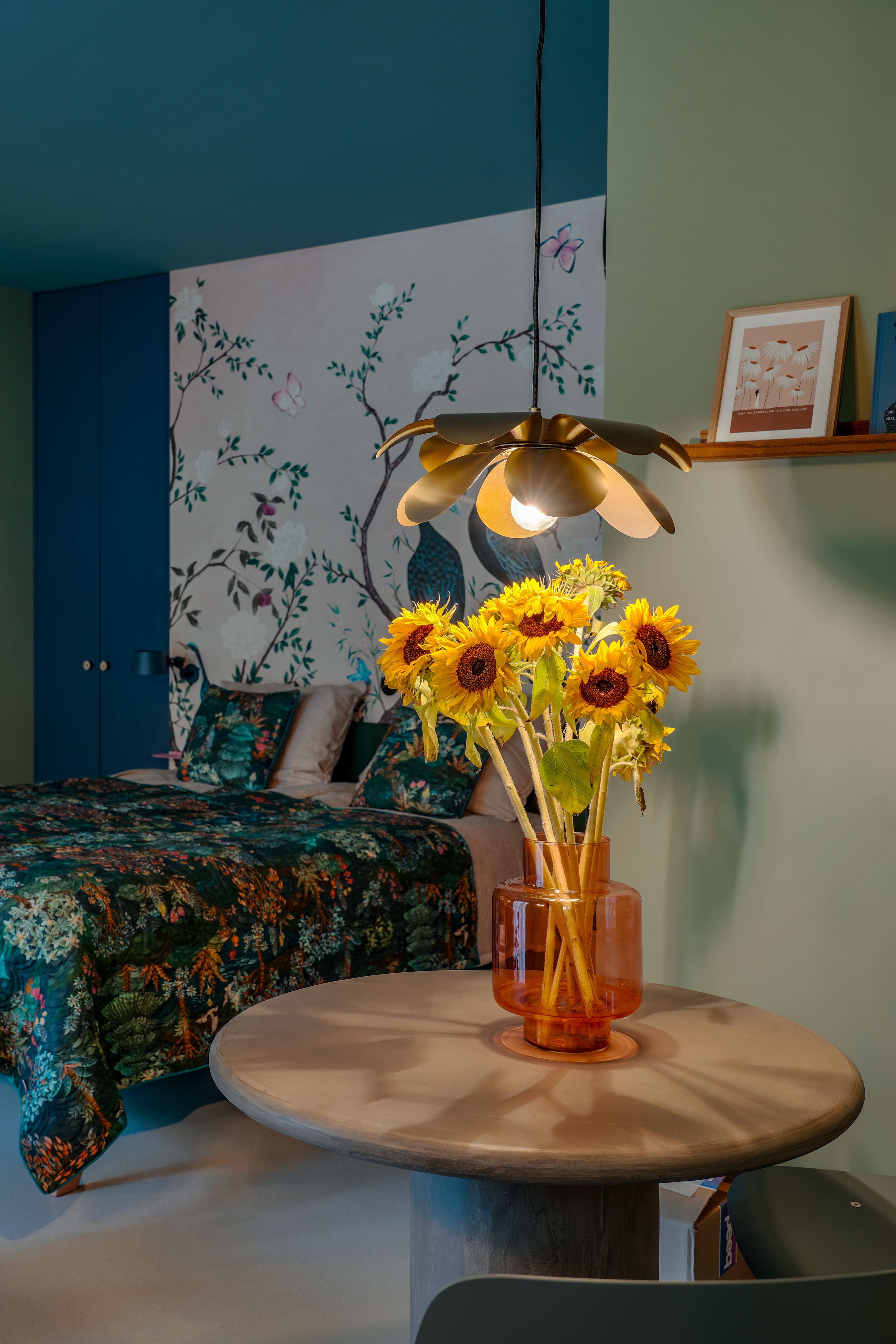 Eclectische muurbekleding in slaapkamer